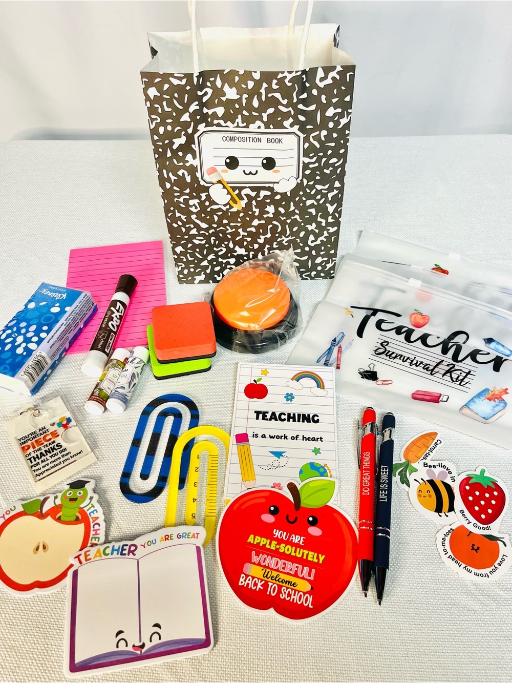 BUY NOW Teacher Gift Bag with Classroom Office Items - Picture 2 of 12